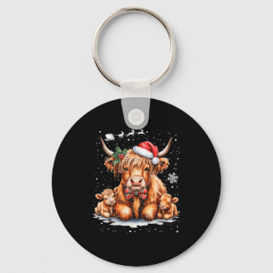 Highland Cow Christmas Outfit Idea Women Xmas High Keychain
