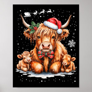 Highland Cow Christmas Outfit Idea Women Xmas High Poster