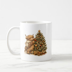 Highland Cow Christmas Tree Farmhouse Retro Coffee Mug