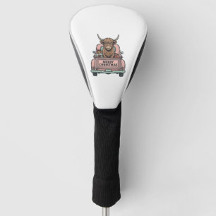 Highland Cow Christmas Truck Vintage Engraving Shi Golf Head Cover
