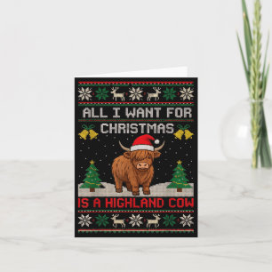 Highland Cow Christmas Ugly Sweater Style Festive  Card