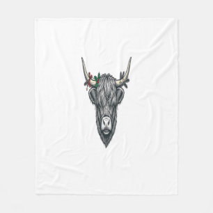Highland Cow Christmas Ugly Sweater Vector Design_ Fleece Blanket