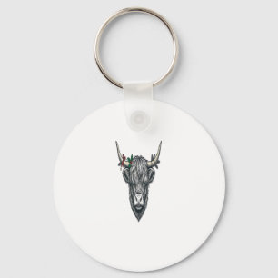 Highland Cow Christmas Ugly Sweater Vector Design_ Keychain
