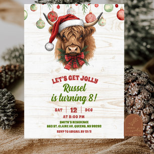 Highland cow christmas winter birthday invita invitation