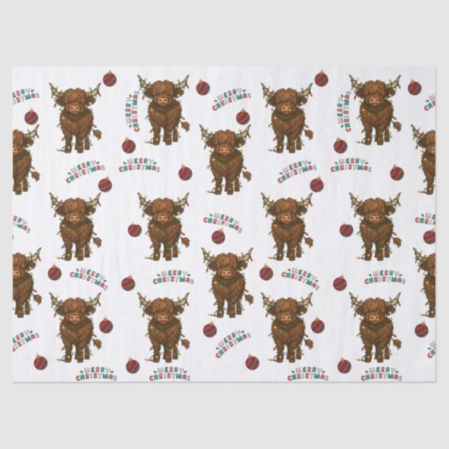 Highland Cow Christmas Wrapping Paper (Front)