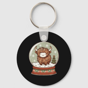 Highland Cow Christmas Xmas Santa Wooly Farm Anima Keychain