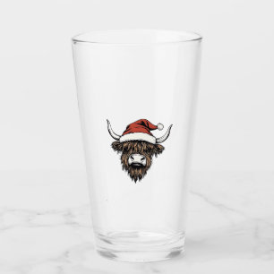 Highland Cow Christmas Xmas Santa Wooly Farm Glass