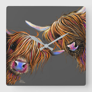 Highland Cow Clock ‘ S&N’ by Shirley MacArthur