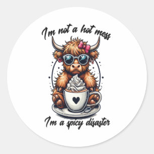Highland Cow Coffee , Coffee Cow  Classic Round Sticker