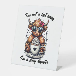 Highland Cow Coffee , Coffee Cow Pedestal Sign