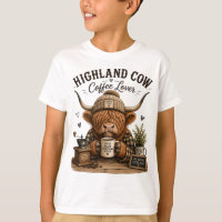 Highland Cow Coffee Lover Vintage Aesthetic Graphi