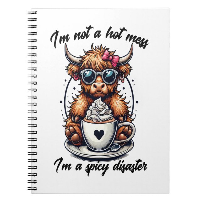 Highland Cow Coffee Png, Coffee Cow Png Notebook (Front)
