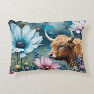 Highland Cow Colourful Cosmos 2 images Accent Pillow