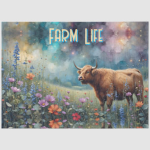 Highland Cow Colourful Meadow *personalize* Tissue Paper