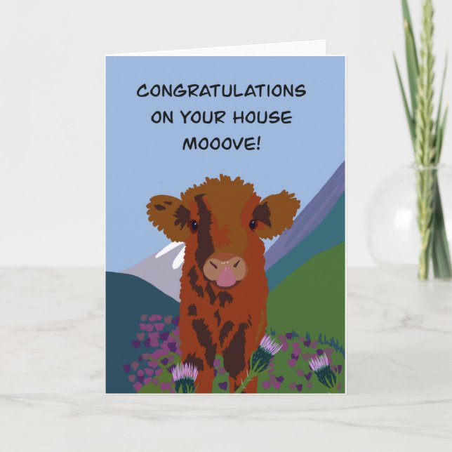 Highland  cow Congratulations new home Card (Front)