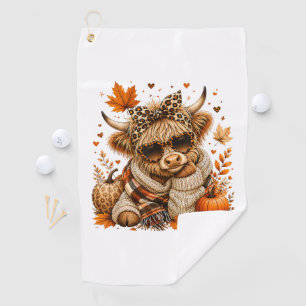 Highland Cow Coquette Pumpkin Spice Autumn Fall Golf Towel
