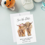 Highland Cow Couples Shower Save the Date<br><div class="desc">This design may be personalized in the area provided by changing the photo and/or text. Or it can be customized by clicking Personalize this Template and then choosing the click to customize further option and delete or change the colour of the background, add text, change the text colour or style,...</div>