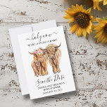 Highland Cow Couples Shower Save the Date<br><div class="desc">This design may be personalized in the area provided by changing the photo and/or text. Or it can be customized by clicking Personalize this Template and then choosing the click to customize further option and delete or change the colour of the background, add text, change the text colour or style,...</div>