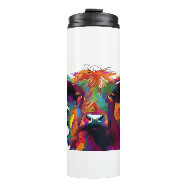 highland Cow, cow, highland cow art, cute highland Thermal Tumbler (Front)