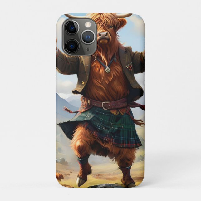 Highland Cow Dancing The Highland Fling, Case-Mate iPhone Case (Back)