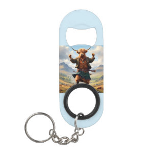 Highland Cow Dancing The Highland Fling, Keychain Bottle Opener