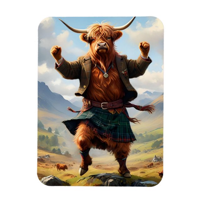Highland Cow Dancing The Highland Fling, Magnet (Vertical)