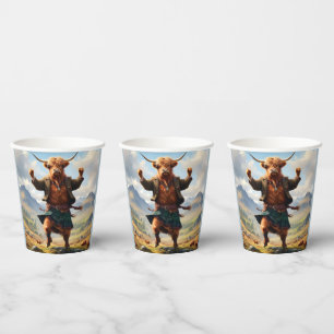 Highland Cow Dancing The Highland Fling, Paper Cups
