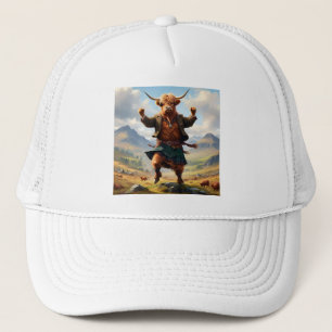 Highland Cow Dancing The Highland Fling, Trucker Hat