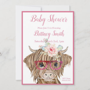 Highland Cow, Desert Cacti Personalize Invitation