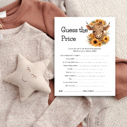 Highland Cow Devine Le Prix Baby shower Carte Jeu