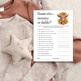 Highland Cow Devine Qui Maman Papa Carte Baby show