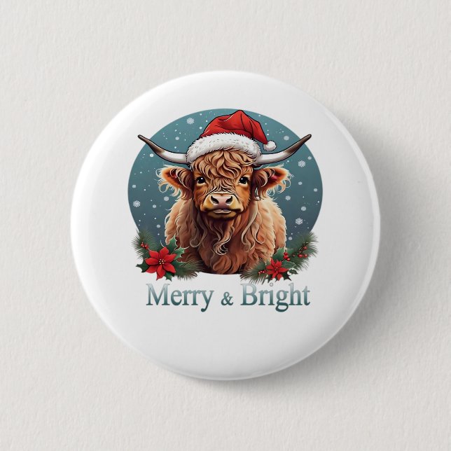 Highland Cow Essential T-Shirt 2 Inch Round Button (Front)