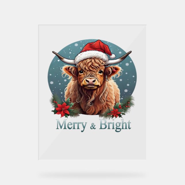 Highland Cow Essential T-Shirt Acrylic Sign (Front)