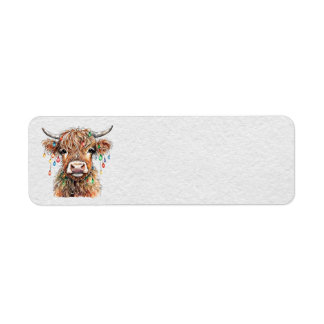 Highland Cow Étiquettes de adresse
