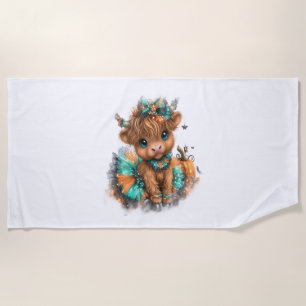 Highland Cow Farm Halloween Beach Towel