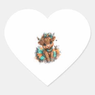 Highland Cow Farm Halloween Heart Sticker