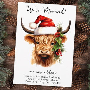 Highland Cow Festive Farm Christmas Holiday Moving Announcement