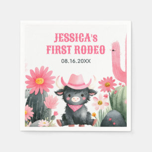 Highland Cow First Rodeo Western Kids' Birthday Napkin