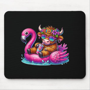 Highland Cow Flamingo ol Float Summer Hawaii Beach Mouse Pad