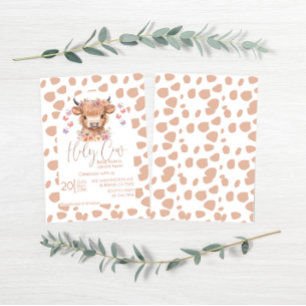 Highland Cow floral boho baby shower invitation 