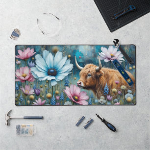 Highland Cow Floral Coloré Cosmos Tapestry II
