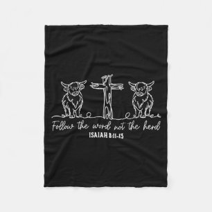 Highland Cow Follow The Word Not The Herd Farm Bib Fleece Blanket