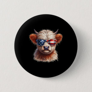 Highland Cow Fourth Of July Independence Day Usa 2 Inch Round Button