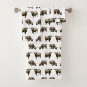 Highland Cow Frenzy Bathroom Towel Set