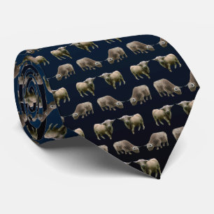 Highland Cow Frenzy Tie Double Sided (Navy Mix)