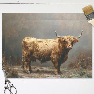 Highland Cow Full Body Vintage Painting Decoupage Tissue Paper