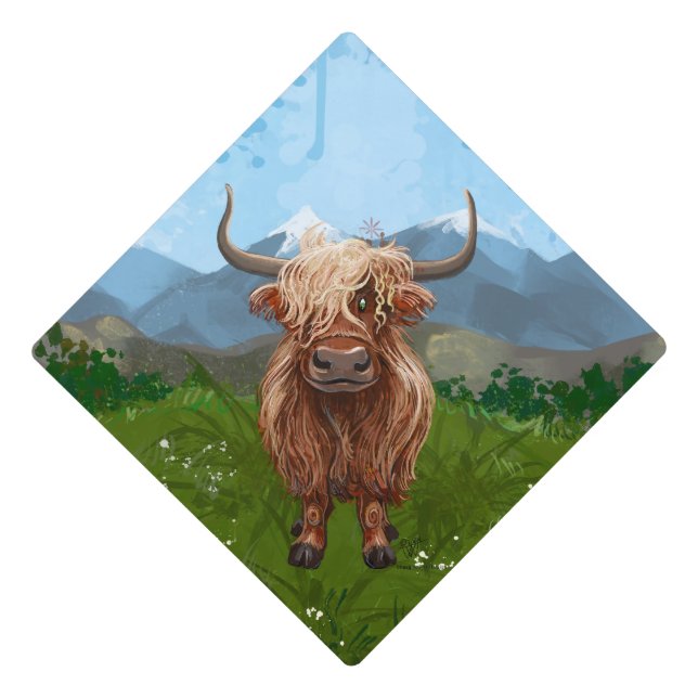 Highland Cow Gifts & Accessories Graduation Cap Topper (Front)