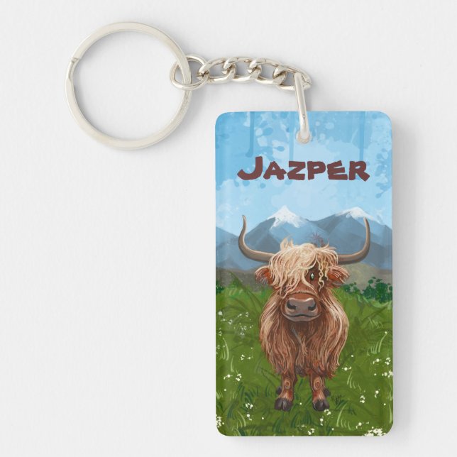 Highland Cow Gifts & Accessories Keychain (Front)