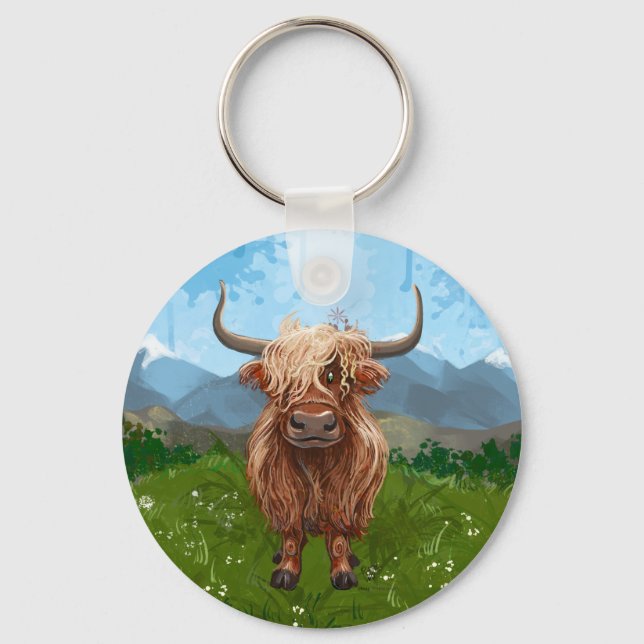 Highland Cow Gifts & Accessories Keychain (Front)