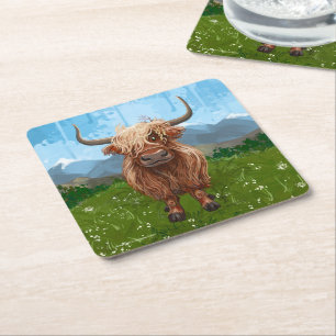 Highland Cow Gifts & Accessories Square Paper Coaster